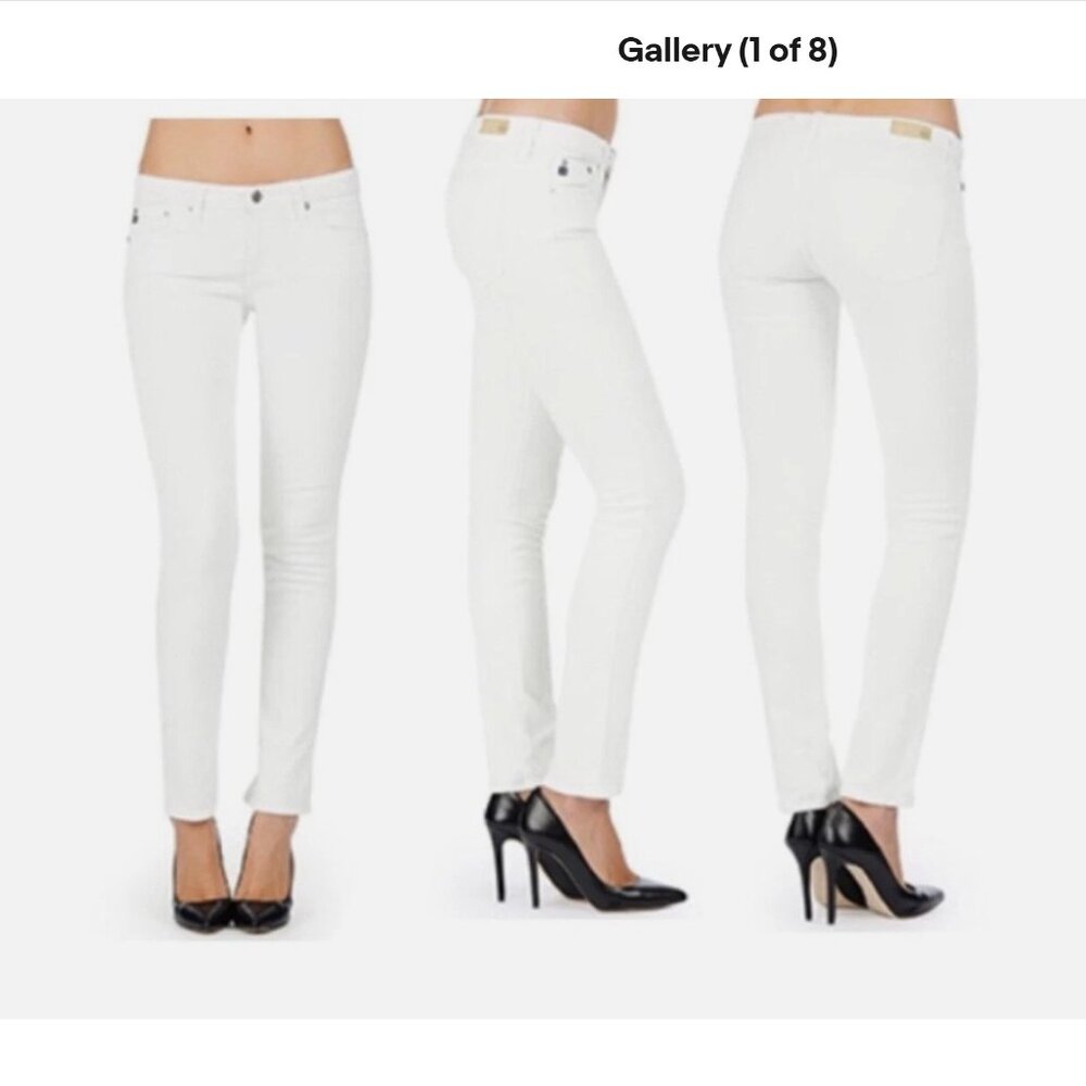 AG Adriano Goldschmied The Stilt Cigarette Leg White Jeans – size 30 - Picture 3 of 8
